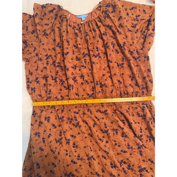 Draper James RSVP Smocked Waist Midi Dress - Size 2X (20) - Rust Floral Print‎ - Picture 10 of 12